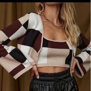 12th Tribe Checked Out Cardigan & Tank